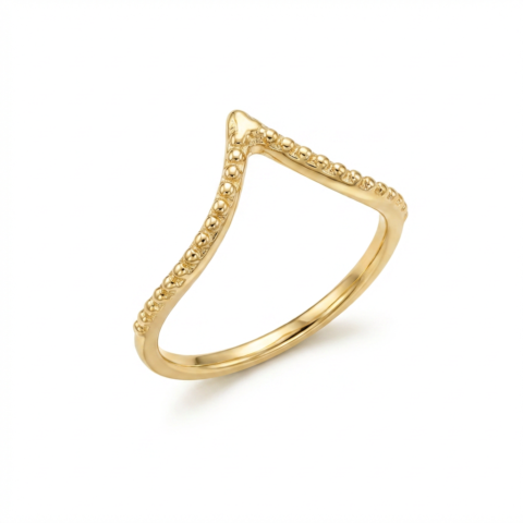 Anel V com banho de ouro 18k