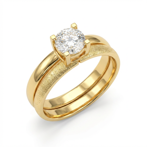 Anel pedra flutuante com banho de ouro 18k
