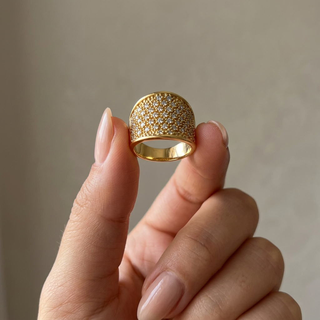 Anel com Brilho banhado a ouro 18k - Imagem 2