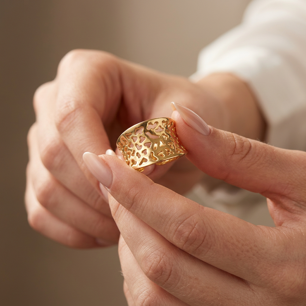 Anel Vazado com de ouro 18k - Imagem 2