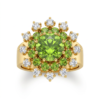 Anel Flor Verde com banho de ouro 18k Ajustável