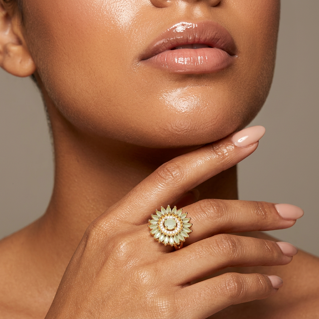 Anel Flor Deslumbrante com banho de ouro 18k - Imagem 2