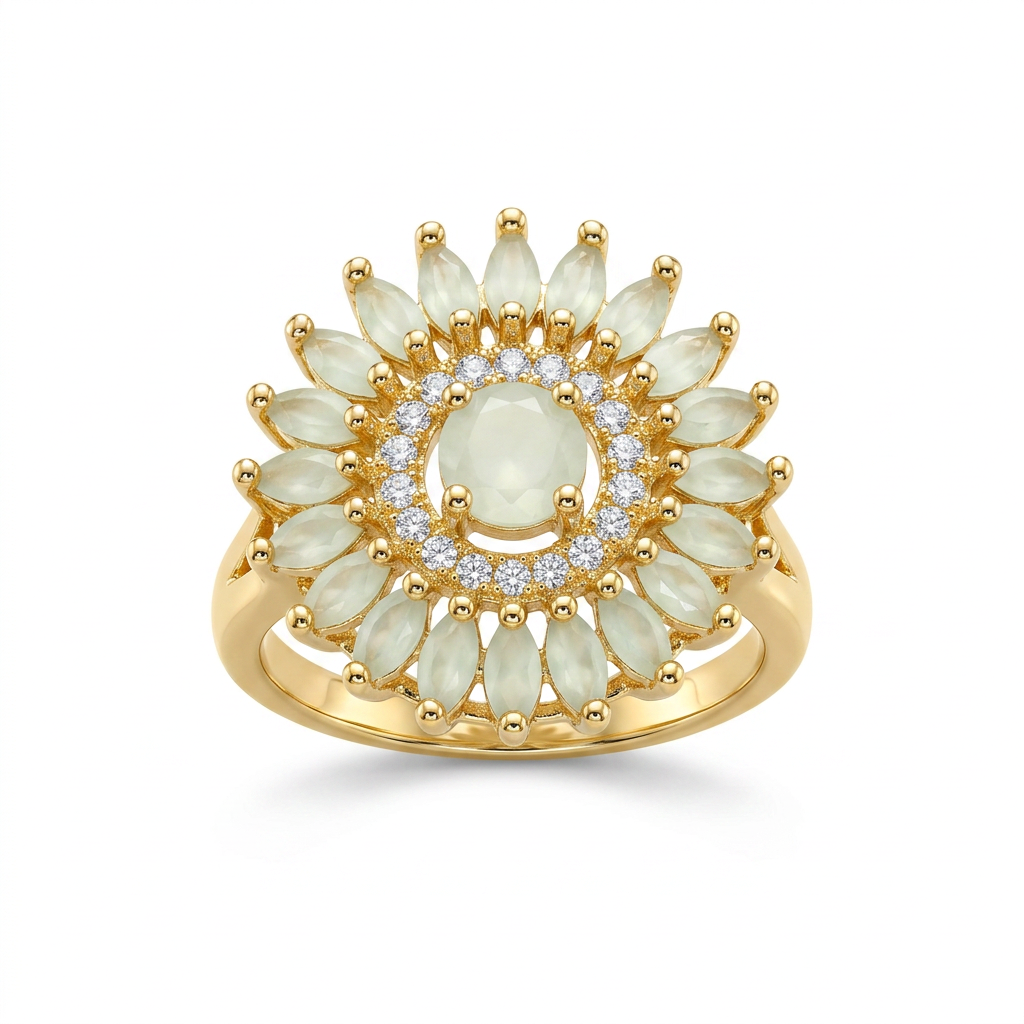 Anel Flor Deslumbrante com banho de ouro 18k