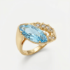 Anel Pedra Azul com banho de ouro 18k