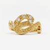 Anel serpente cinco cristais com banho de ouro 18k