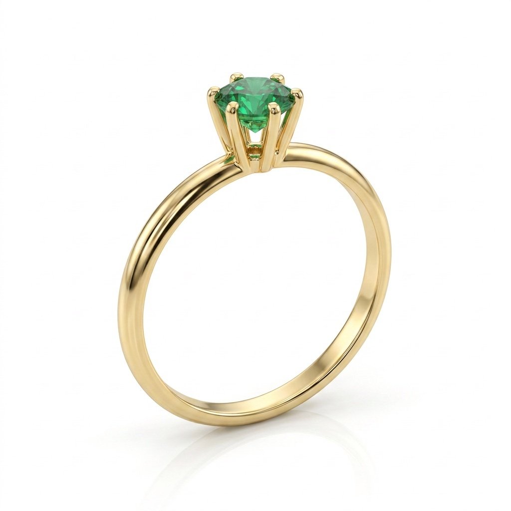Solitário Pedra Verde com banho de ouro 18k