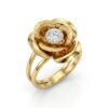 Anel Flor com ama Pedra no meio banhado no ouro 18k